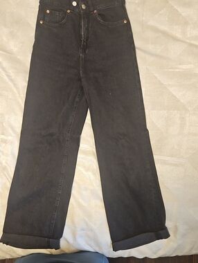 H&M Women's Black Relaxed Wide-Leg Jeans